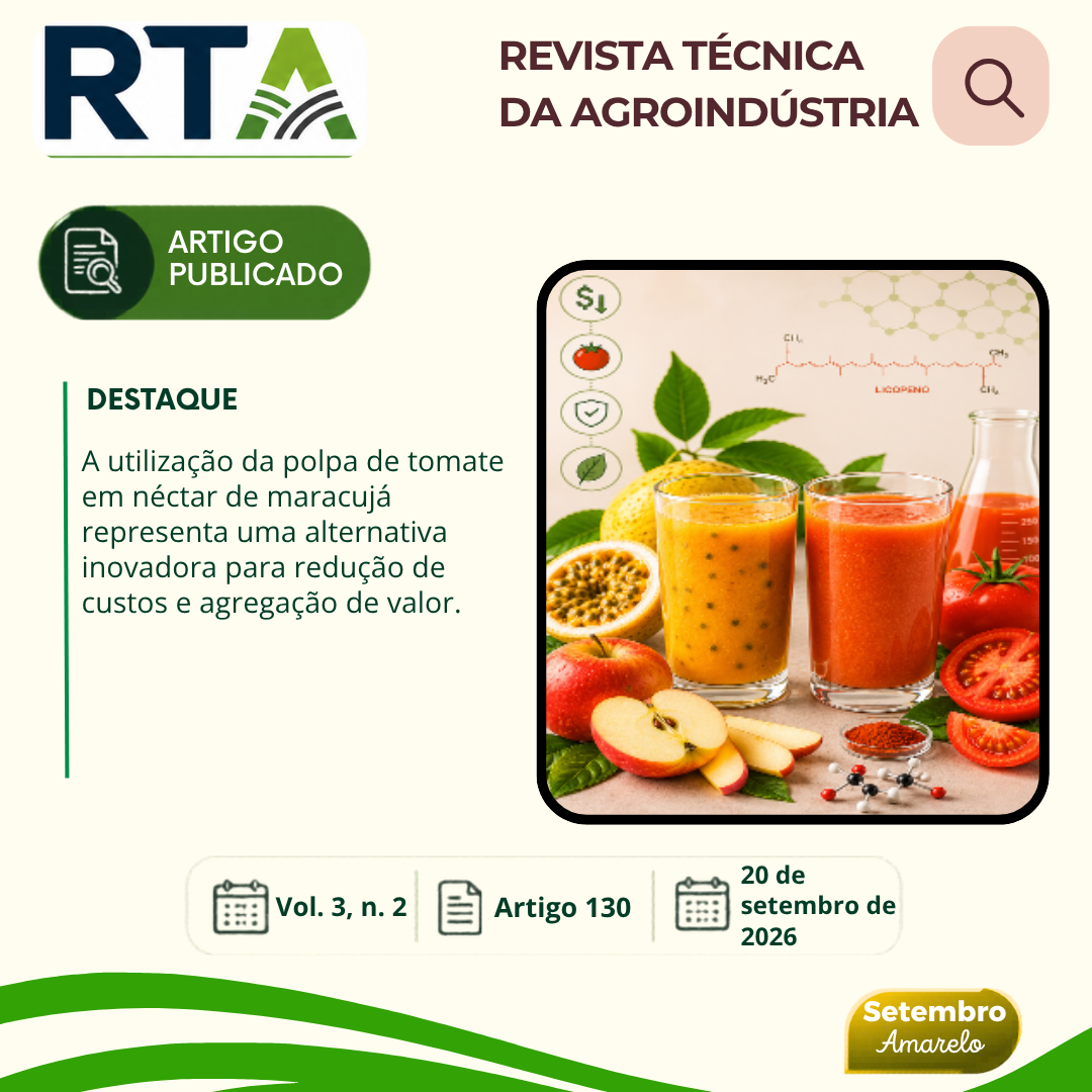 DESENVOLVIMENTO DE NÉCTAR DE MARACUJÁ COM UTILIZAÇÃO TECNOLÓGICA DO TOMATE COMO ESTRATÉGIA DE REDUÇÃO DE CUSTOS
